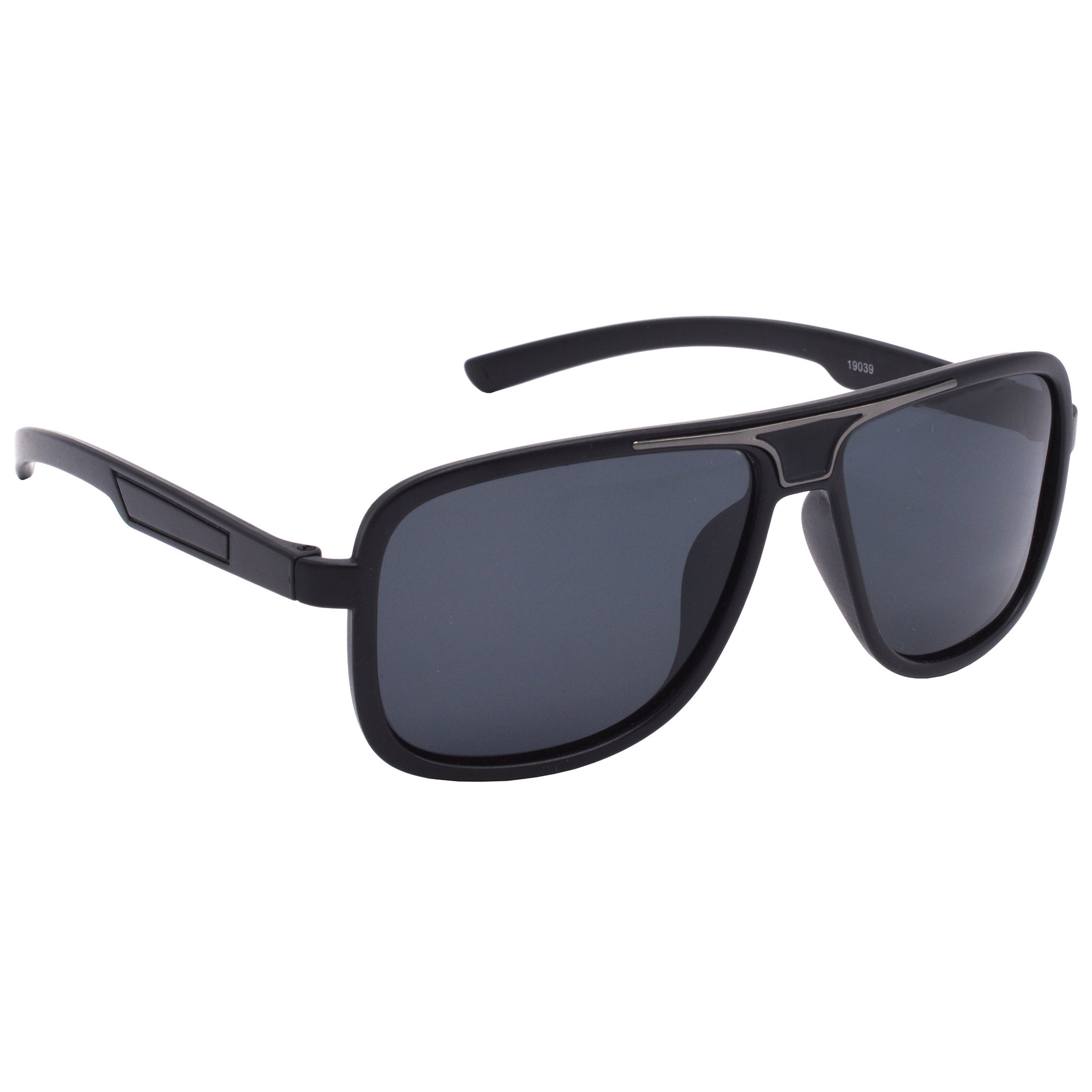 Hrinkar Polarized & UV Protection Elegant Black Rectangular Sunglasses For Men & Women - HRS508-BK-BK-P