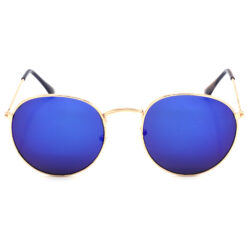 Hrinkar Mirrored & UV Protection Stylish Blue Round Goggles For Men & Women - HRS554-GLD-BU - Image 2