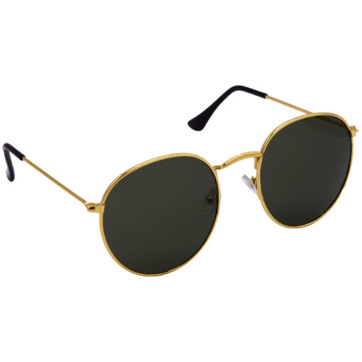 Hrinkar UV Protection Modish Green Round Shades For Men & Women - HRS554-GLD-GRN