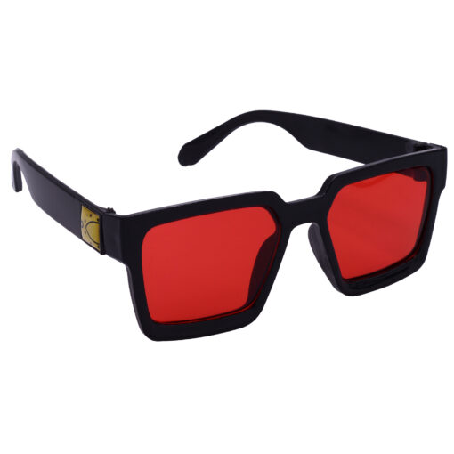 Hrinkar UV Protection Modish Red Retro Square Goggles For Men & Women - HRS586-BK-RD