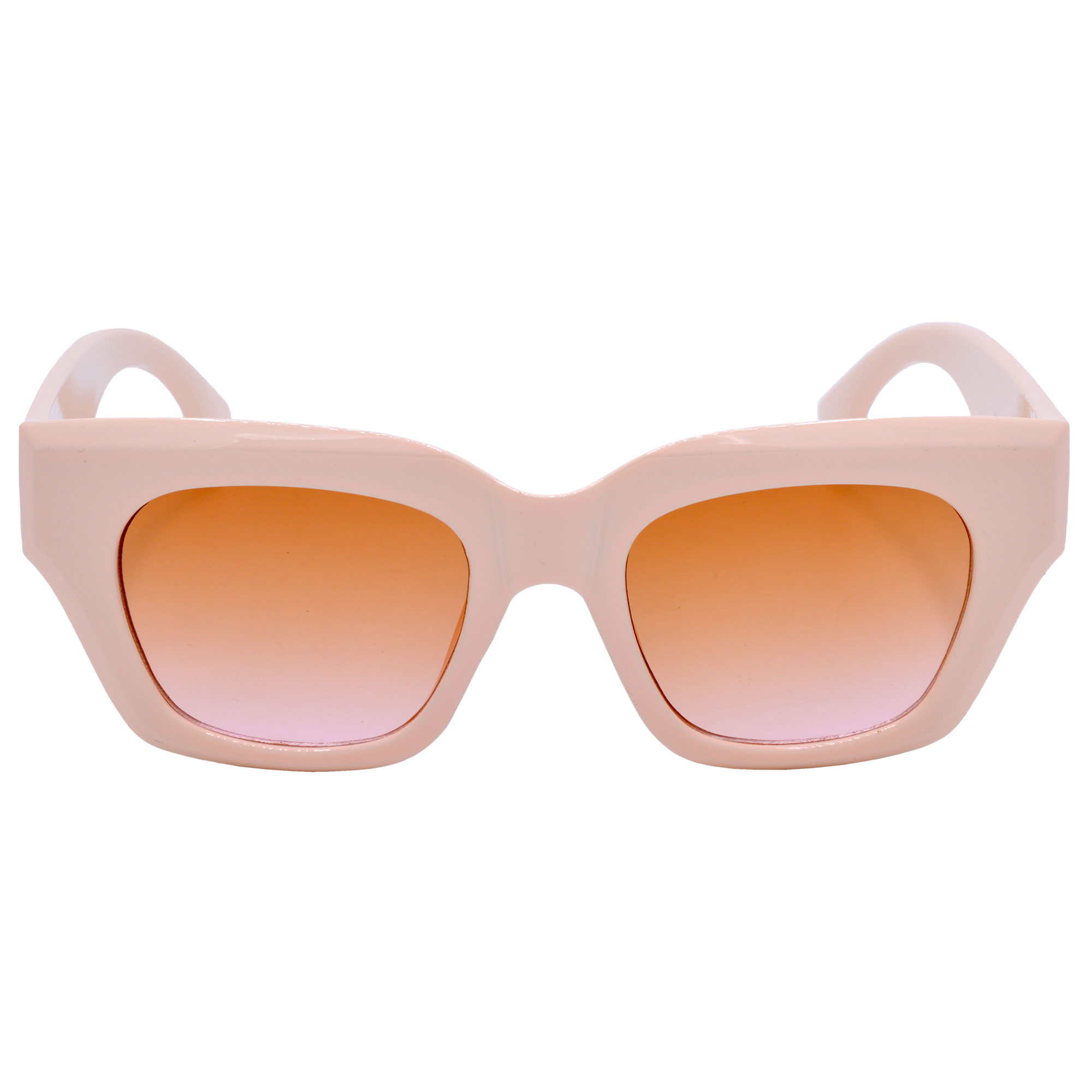 Peach Cat-Eye Sunglasses with Brown Clear Gradient Lenses
