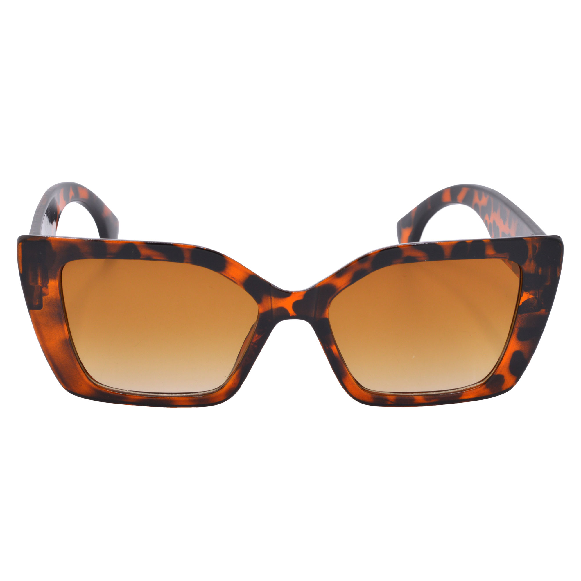 Brown Cat-Eye Sunglasses with Clear Brown Gradient Lenses