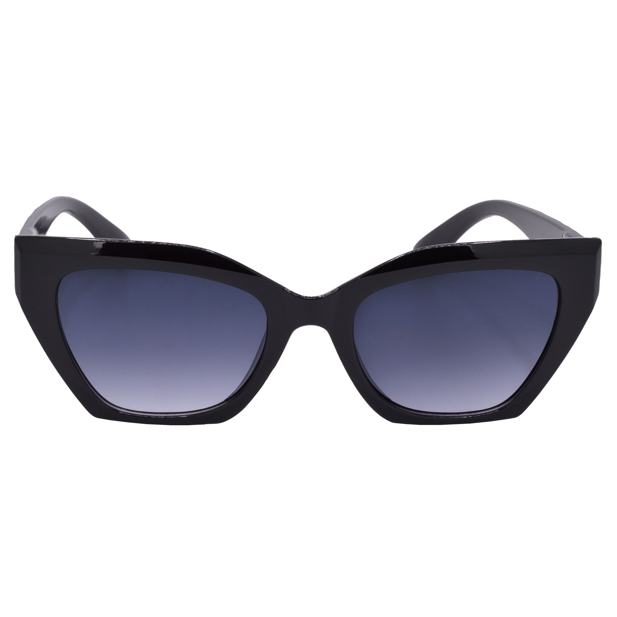 Black Cat-Eye Sunglasses with Grey Gradient Lenses