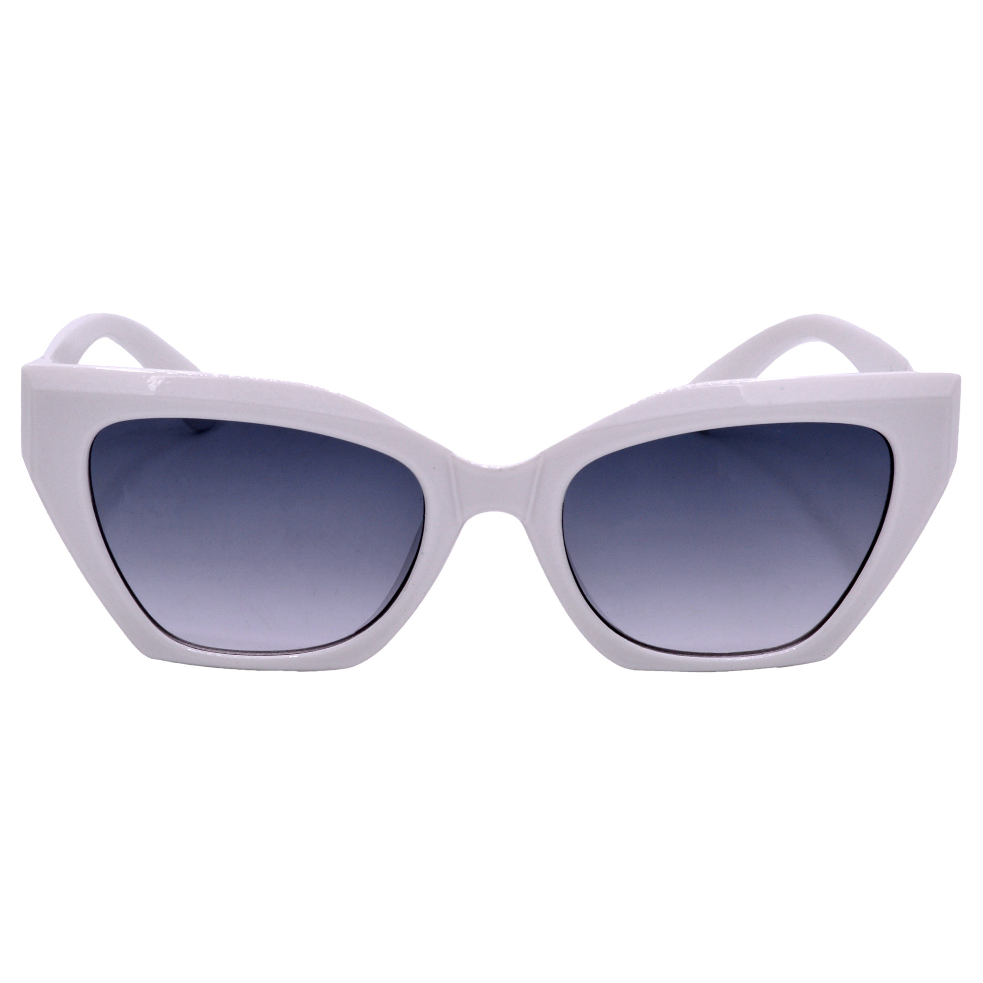 White Cat-Eye Sunglasses with Clear Grey Gradient Lenses