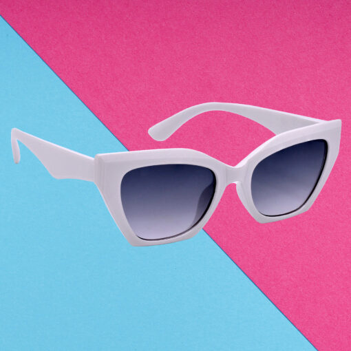 Hrinkar Clear, Grey Lens White Frame UV Protection Glasses For Women & Girls - HRS589-WT-GRY
