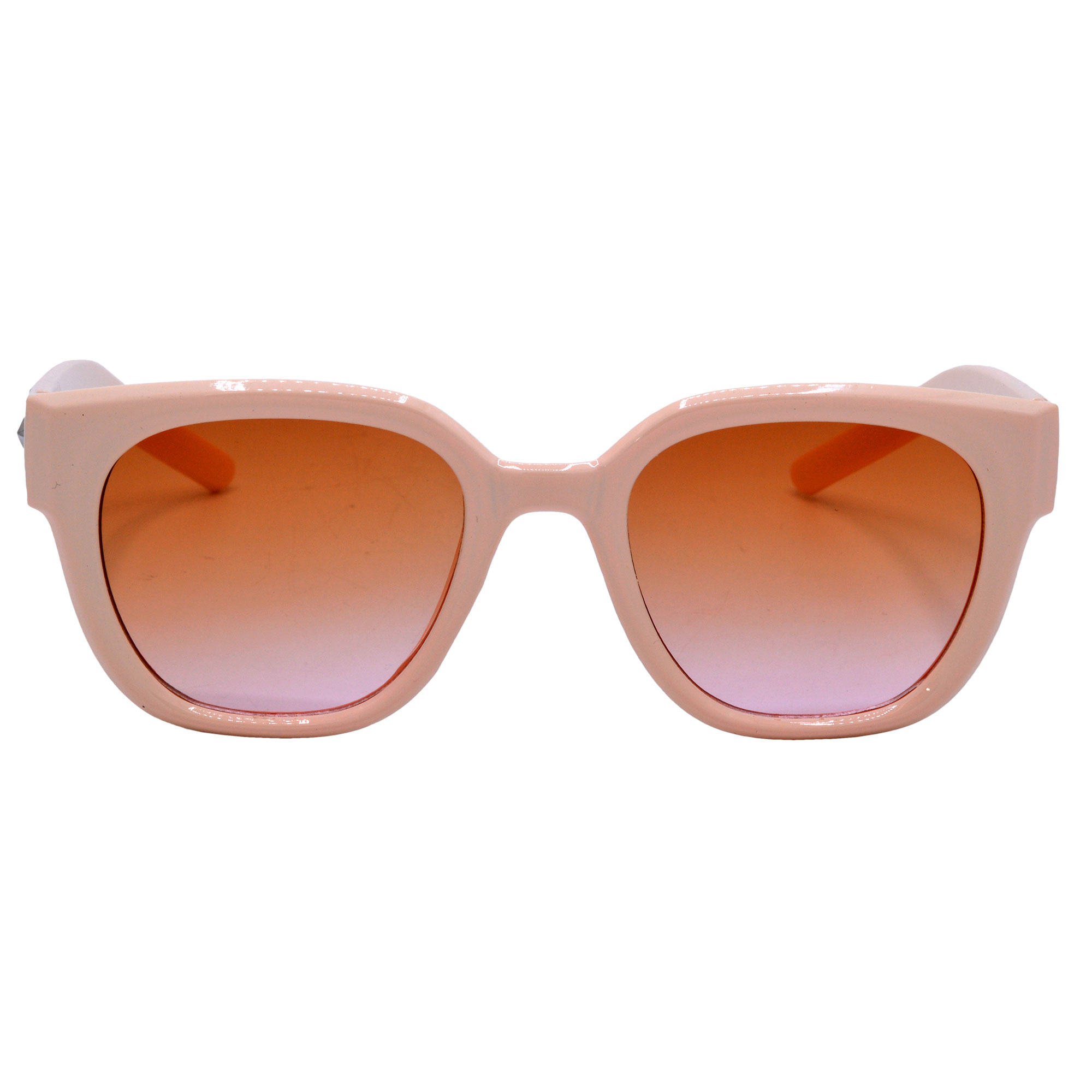 Peach Round Sunglasses with Clear Brown Gradient Lenses