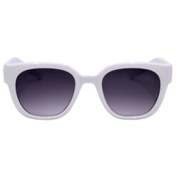 White Round Sunglasses with Clear Grey Gradient Lenses
