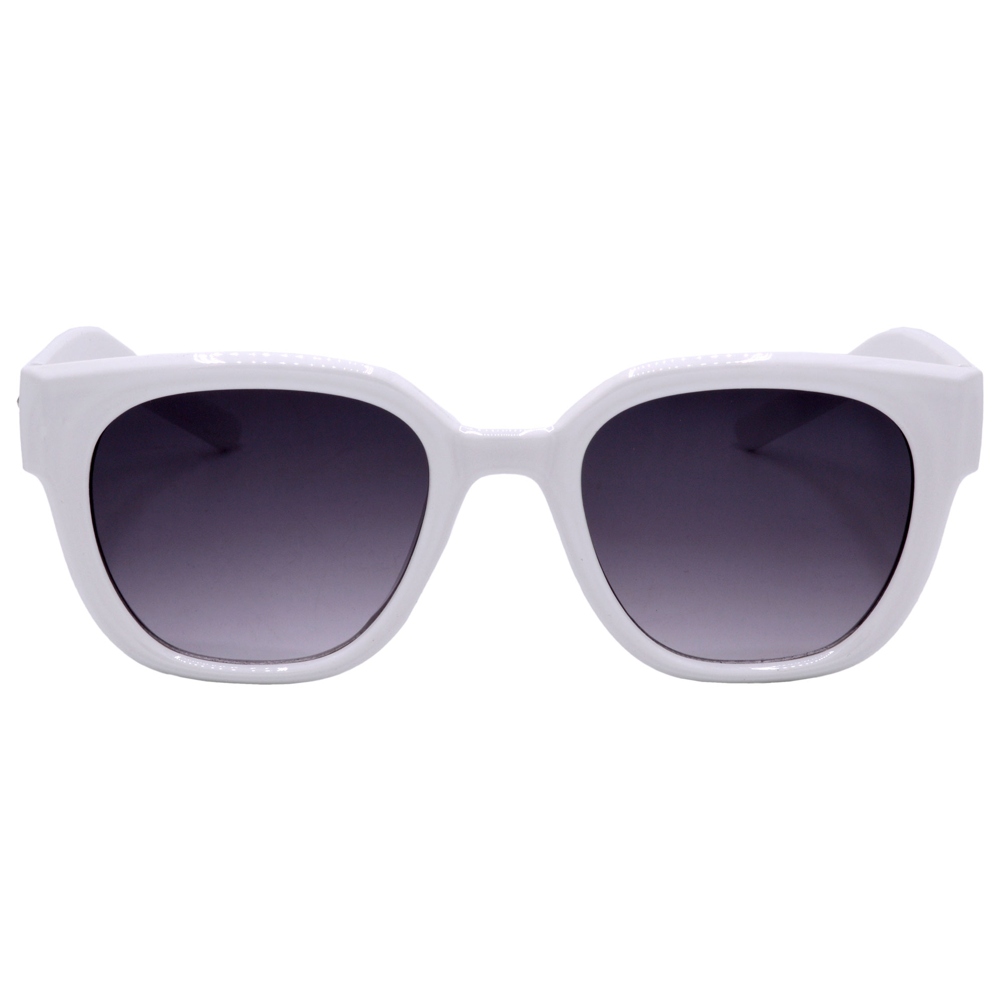 White Round Sunglasses with Clear Grey Gradient Lenses