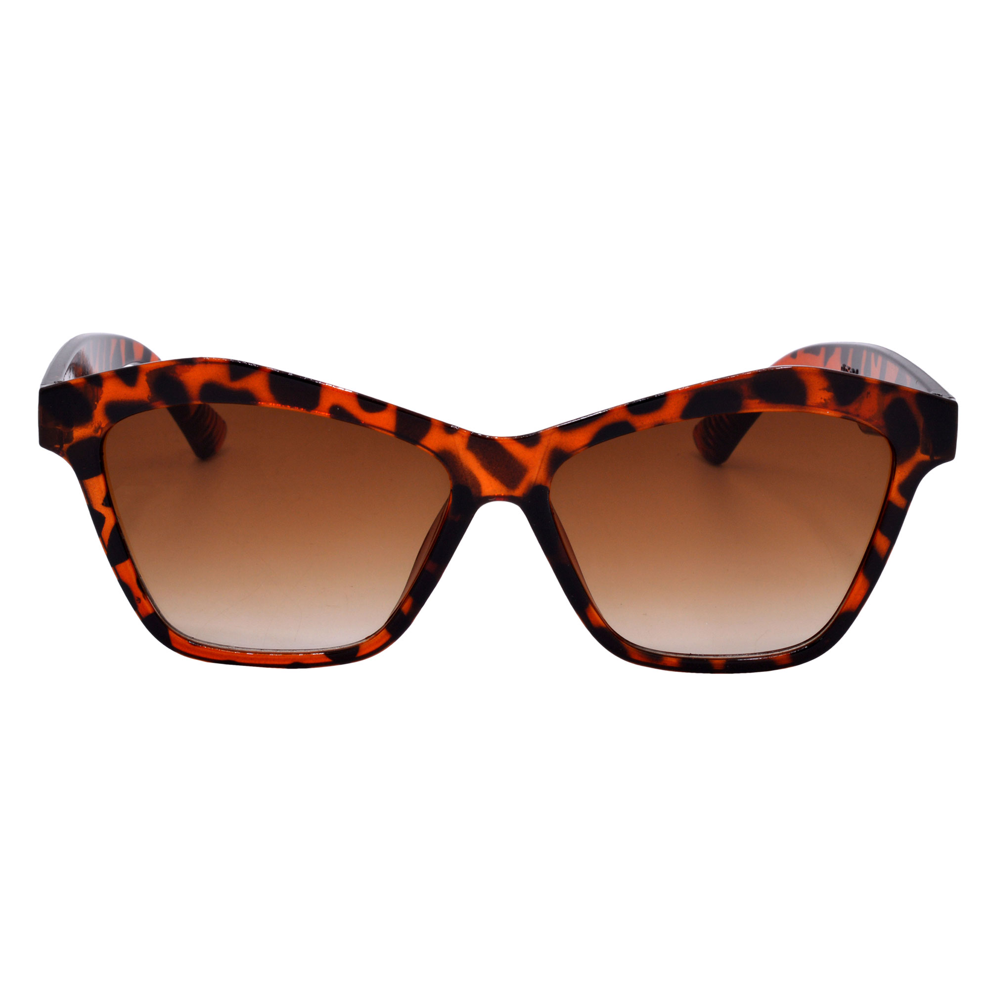 Brown Cat-Eye Sunglasses with Clear Brown Gradient Lenses