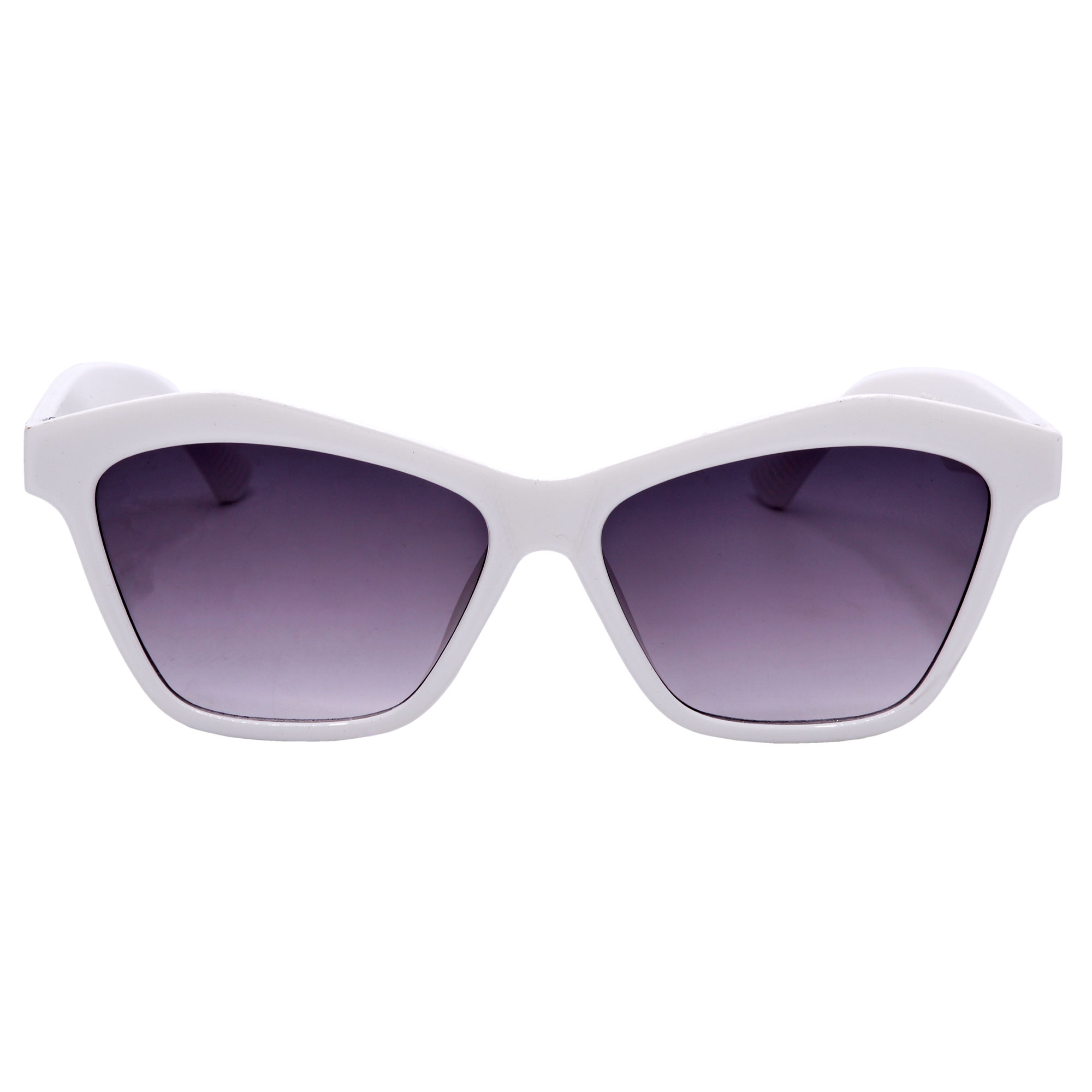 White Cat-Eye Sunglasses with Clear Grey Gradient Lenses