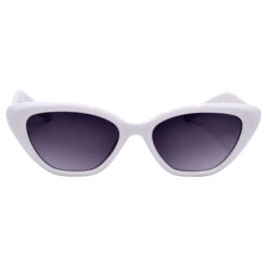 White Cat-Eye Sunglasses with Clear Grey Gradient Lenses