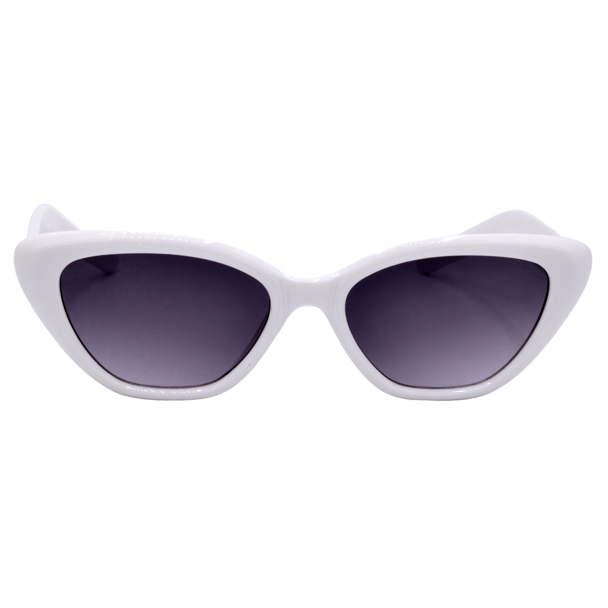 White Cat-Eye Sunglasses with Clear Grey Gradient Lenses