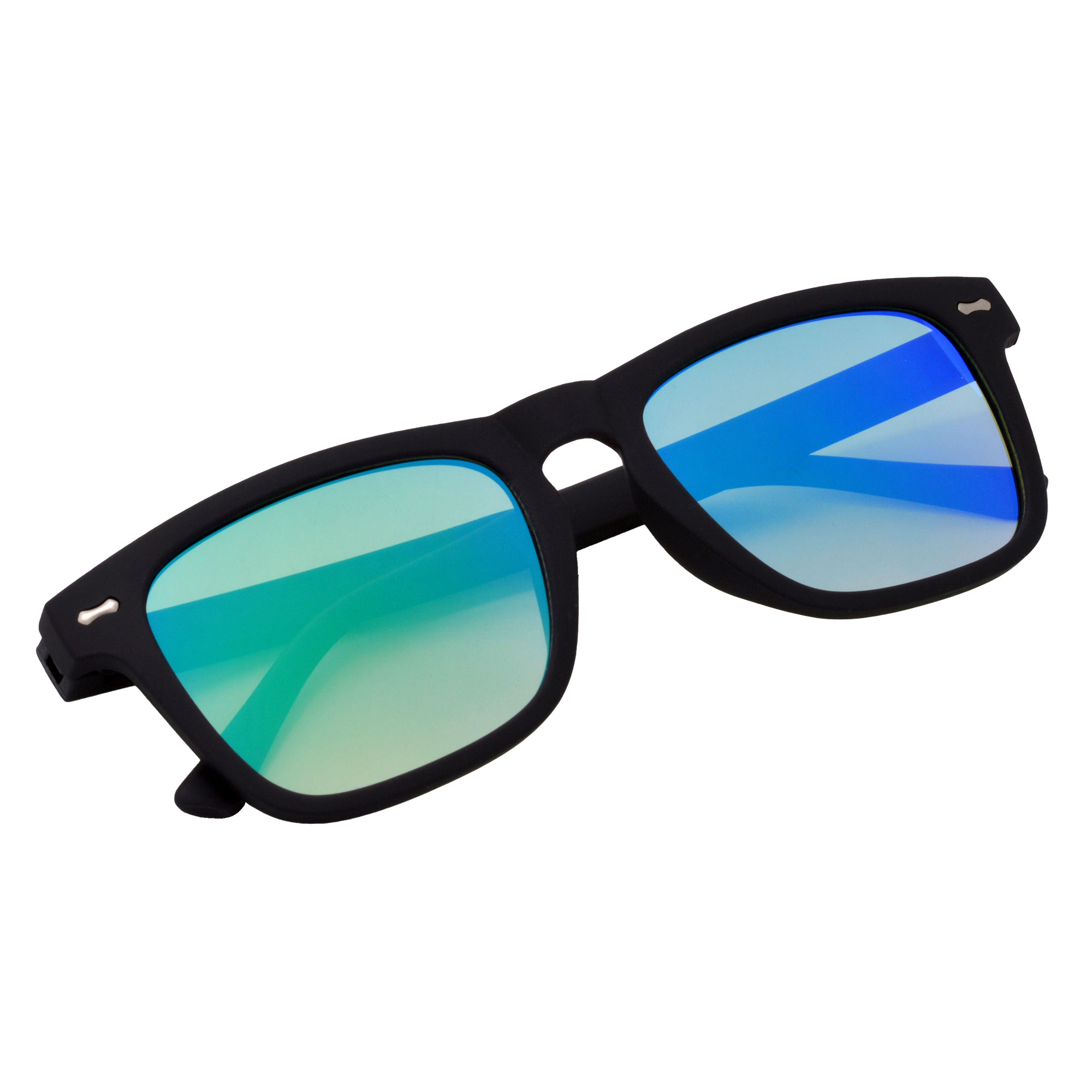 Lightweight Wayfarer Sunglasses with Blue Mirror Lenses