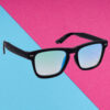 Hrinkar Wayfarer Sunglasses for Women Black Frame Blue Mirrored Lens HRS593-BK-BUGRN