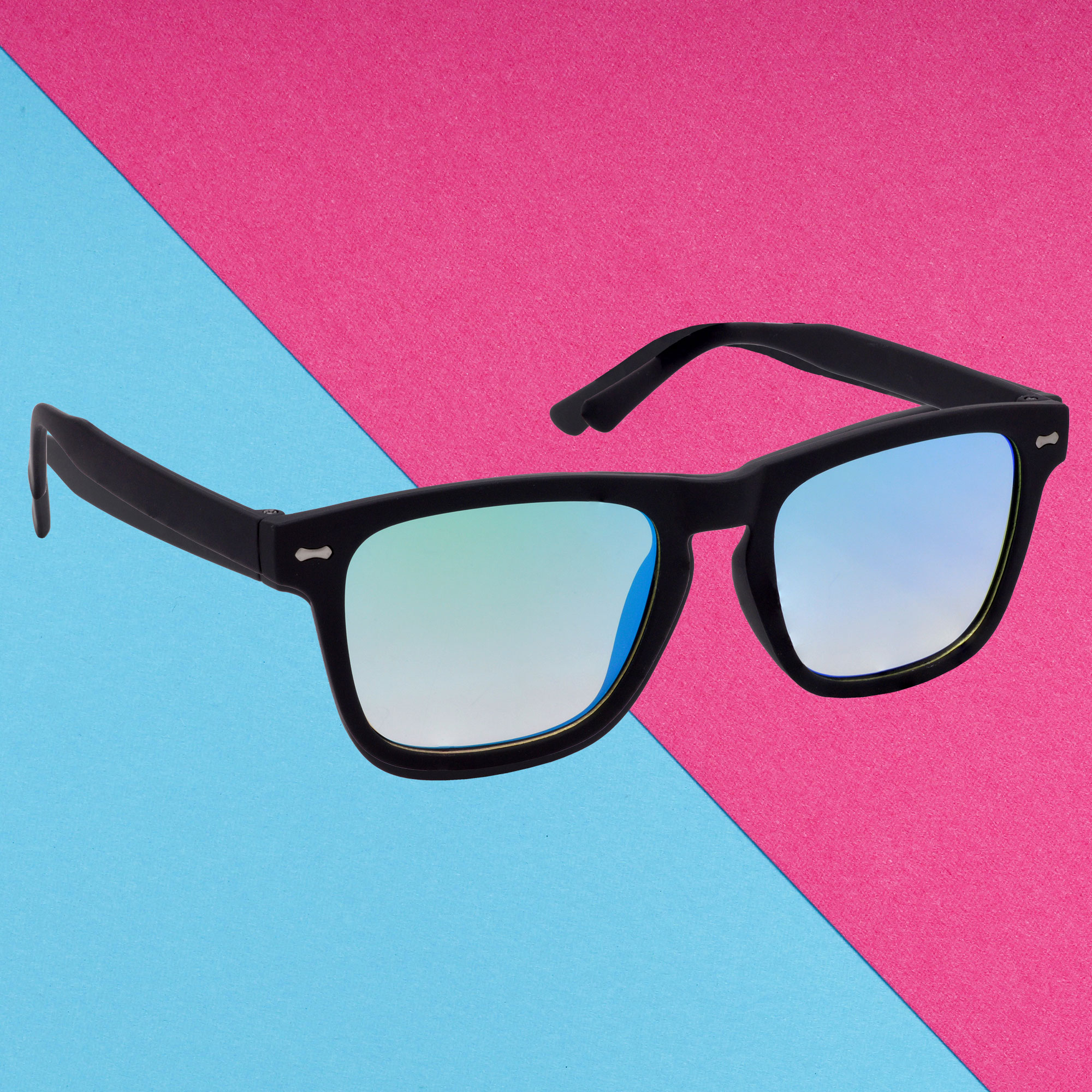 Hrinkar Blue Lens Black Frame UV Protection Glasses For Women & Girls - HRS593-BK-BUGRN