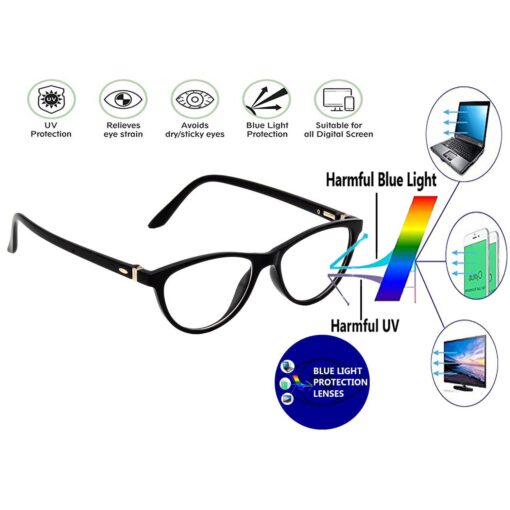 Hrinkar Computer Gaming Glasses Black Cat-Eyed Frame