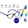 Hrinkar Zero Power Anti-Glare and Blue Ray Cut Computer Glasses for Eye Protection from Laptop and Mobile Screen | Blue and Black | HBCT-FRM-BK-BU-13