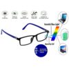 Hrinkar Zero Power Anti-Glare and Blue Ray Cut Computer Glasses for Eye Protection from Laptop and Mobile Screen | Blue and Black | HBCT-FRM-BK-BU-15
