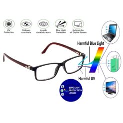 Hrinkar Computer Gaming Glasses for Kids Brown Black Frame