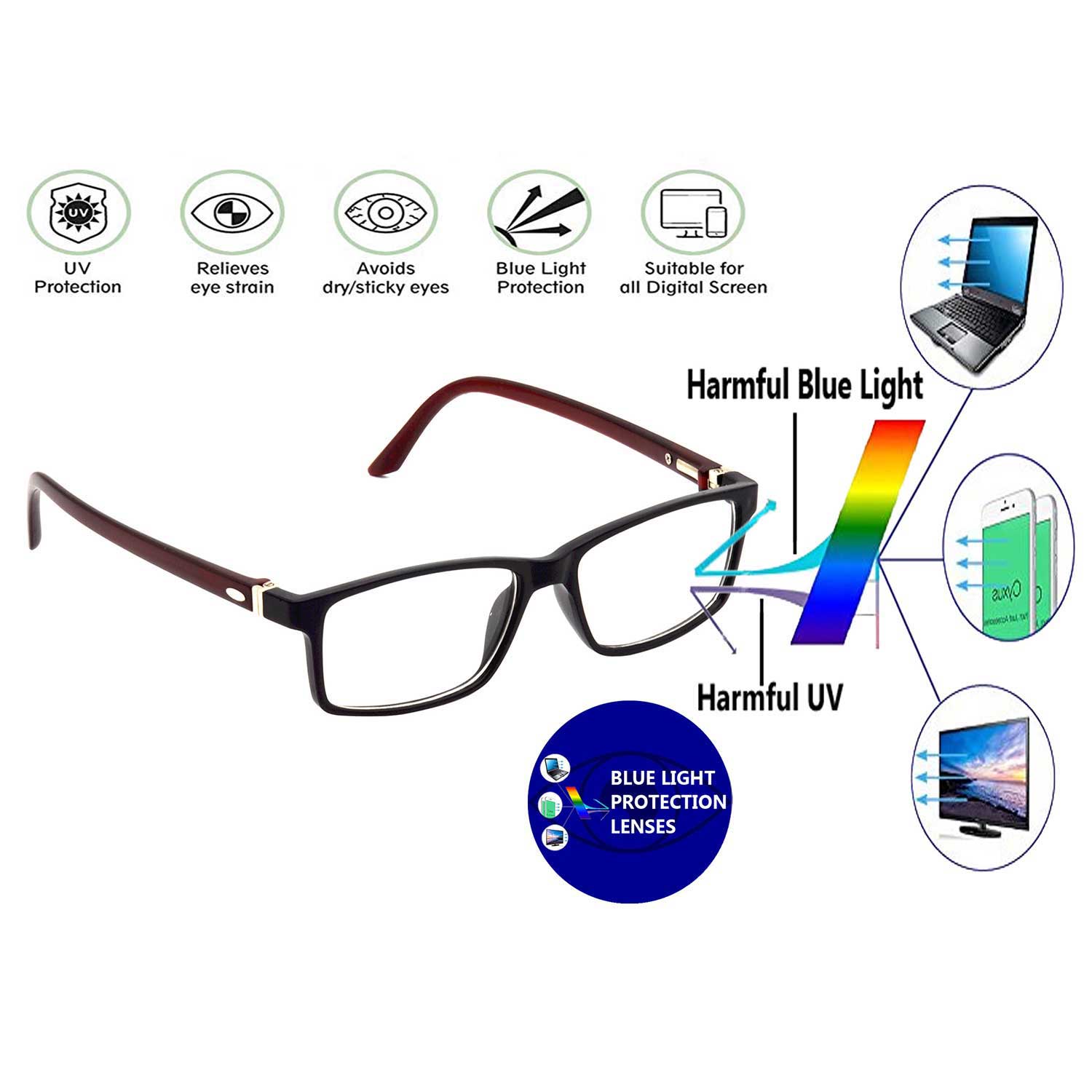 Hrinkar Computer Gaming Glasses for Kids Brown Black Frame