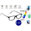 Hrinkar Zero Power Anti-Glare and Blue Ray Cut Computer Glasses for Eye Protection from Laptop and Mobile Screen | Black and Grey | HBCT-FRM-BK-GRY-11