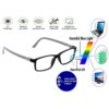 Hrinkar Zero Power Anti-Glare and Blue Ray Cut Computer Glasses for Eye Protection from Laptop and Mobile Screen | Black and Grey | HBCT-FRM-BK-GRY-17