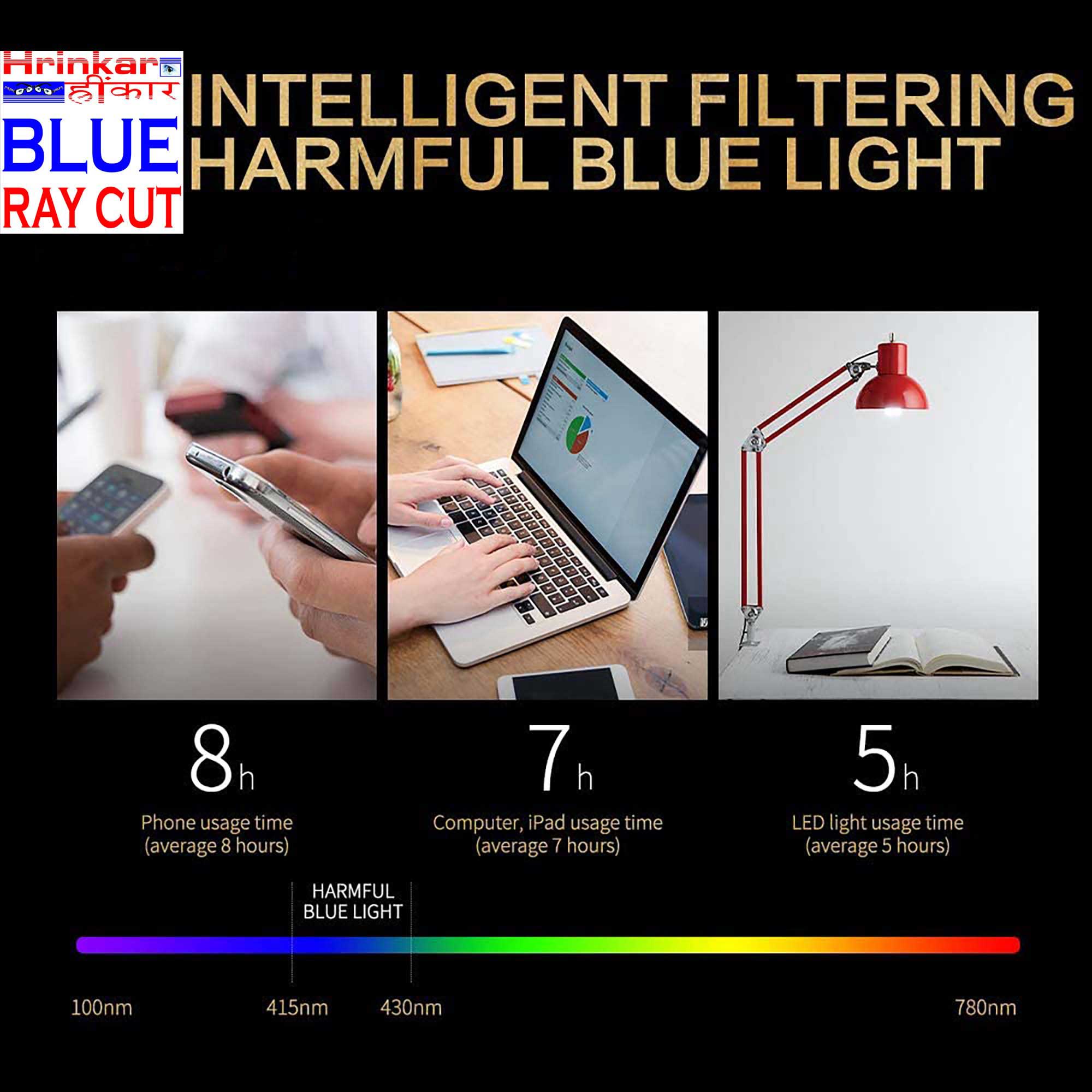Hrinkar Zero Power Anti-Glare and Blue Ray Cut Computer Glasses for Eye Protection from Laptop and Mobile Screen | Red and Black | HBCT-FRM-BK-RD-16 - Image 5