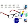 Hrinkar Eye Protection Glass for Computer Kids Black Red Frame