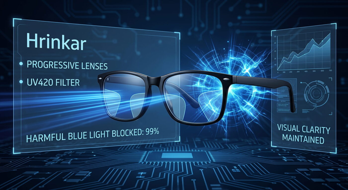 Blue Ray Cut Progressive Glasses for near, intermediate and distance vision
