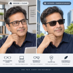 Hrinkar Photochromic Progressive Multifocal Reading Glasses Blue Light Blocking Women and Men +1.00 to +3.00 Multifocus Computer Readers with Spring Hinge | Day and Night Photo Grey Glasses | Black | HRPR-PG15-BK-100 | HRPR-PG15-BK - Image 3