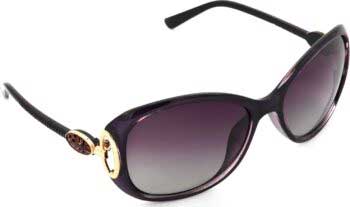 Air Strike Polarized Pink Lens Violet Frame Rectangular Sunglass Stylish Polarized Sunglasses For Women & Girls