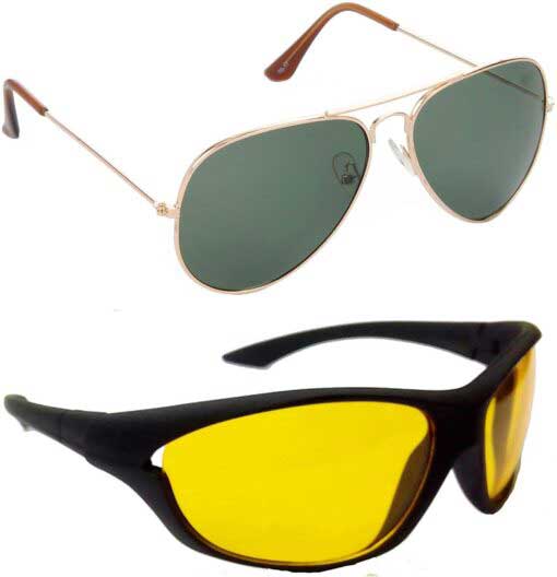 Air Strike Yellow Lens Gold Frame Pilot Stylish Sunglasses For Men Women Boys Girls