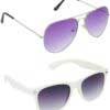 Air Strike Violet Lens Silver Frame Pilot Stylish Sunglasses For Men Women Boys Girls