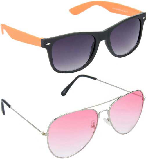 Air Strike Red Lens Silver Frame Rectangular Stylish Sunglasses For Men Women Boys Girls