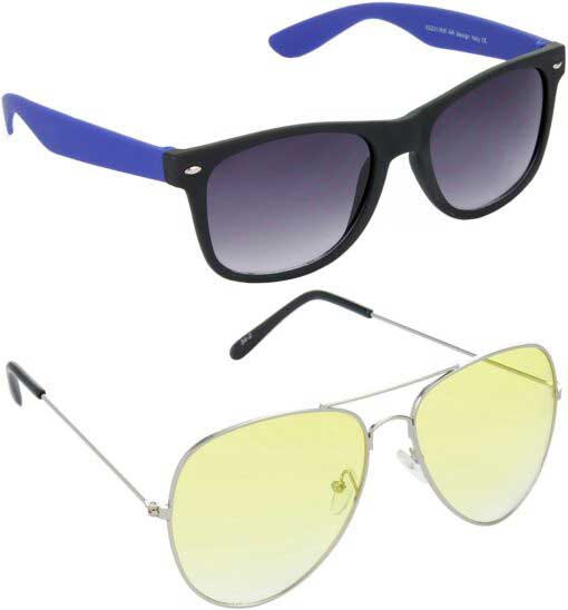 Air Strike Yellow Lens Silver Frame Rectangular Stylish Sunglasses For Men Women Boys Girls