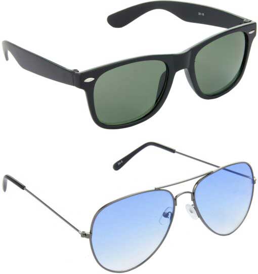 Air Strike Green Lens Grey Frame Rectangular Stylish Sunglasses For Men Women Boys Girls