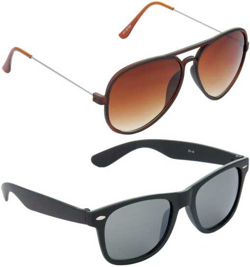 Air Strike Grey Lens Brown Frame Pilot Stylish For Sunglasses Men Women Boys Girls