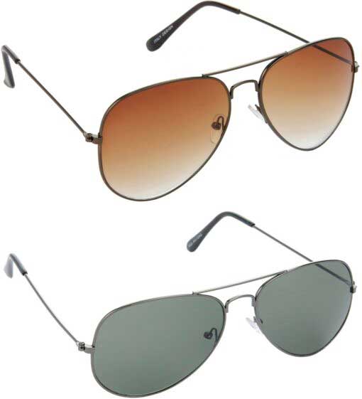Air Strike Green Lens Grey Frame Pilot Stylish Sunglasses For Men Women Boys Girls